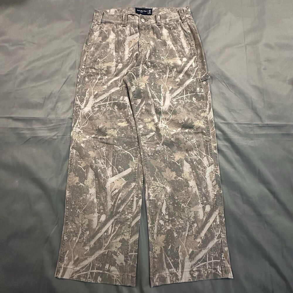 Abercrombie & Fitch Baggy Carpenter Pants Mens 30x30 Camo Workwear Utility Y2K